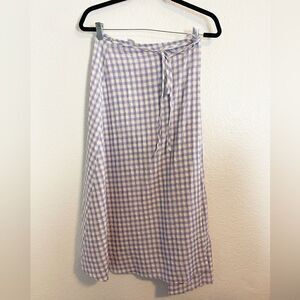 L*Space Striped Anza Wrap Skirt with lavender gingham. Small NWT